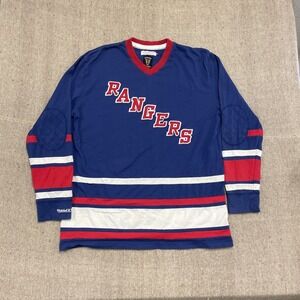 vintage New York Rangers shirt mens 2xl Blue 2000s y2k NHL Mitchell & Ness